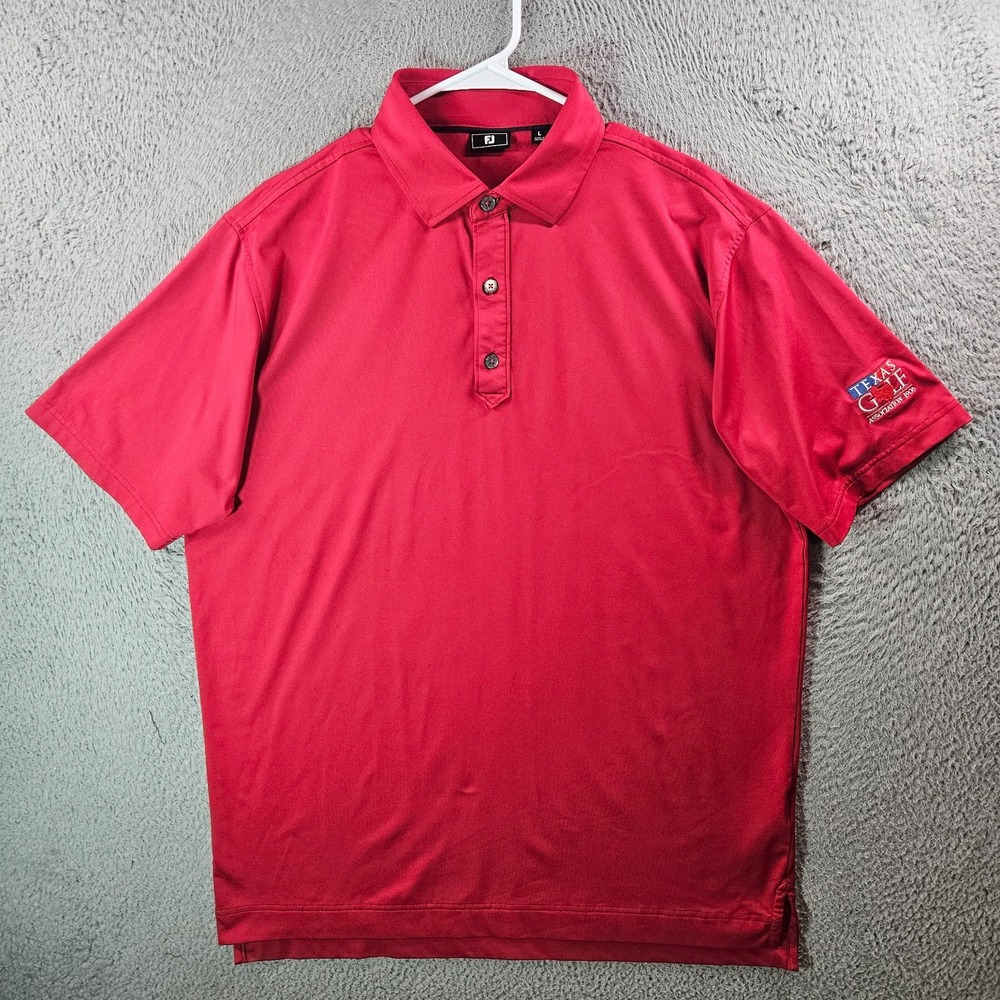 Footjoy FJ Polo Shirt Men Large Short Sleeve Red - Texas Golf